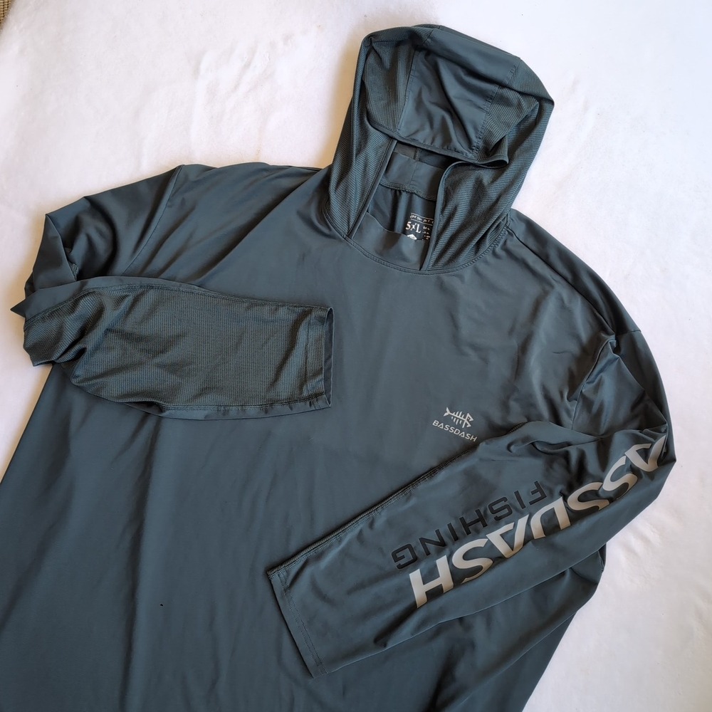 Bassdash Fishing Hoodie Mens 5XL Performance UPF Sun Shirt Mesh Outdoor Gorpcore